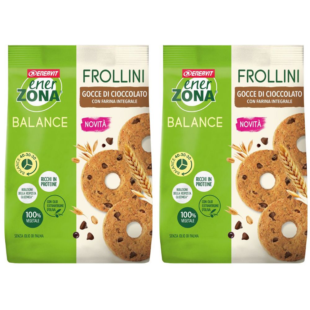 Enervit Enerzona Frollini Integrale Gocce Cioccolato Set da 2
