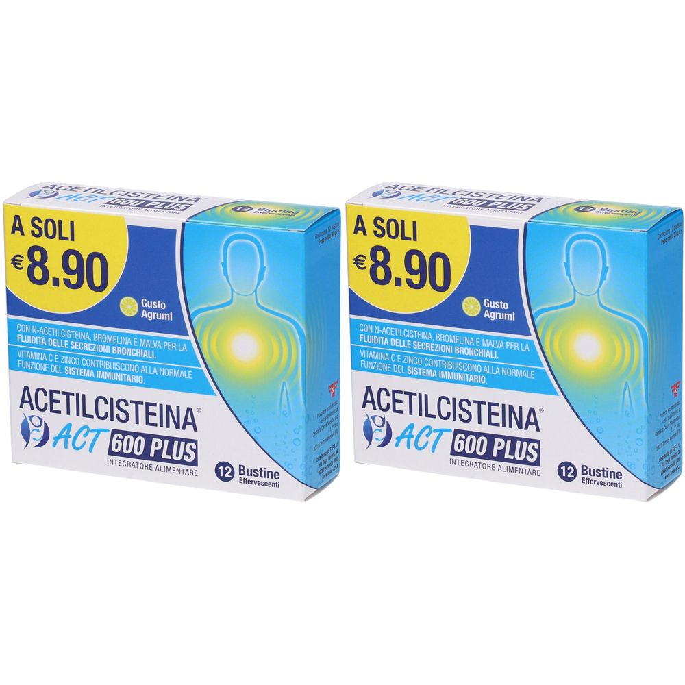 Acetilcisteina ACT 600 Plus Bustine Gusto Agrumi Set da 2