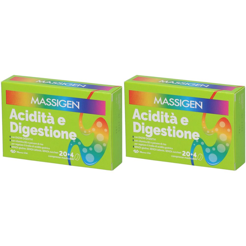 MASSIGEN Acidità e Digestione Compresse Masticabili Set da 2
