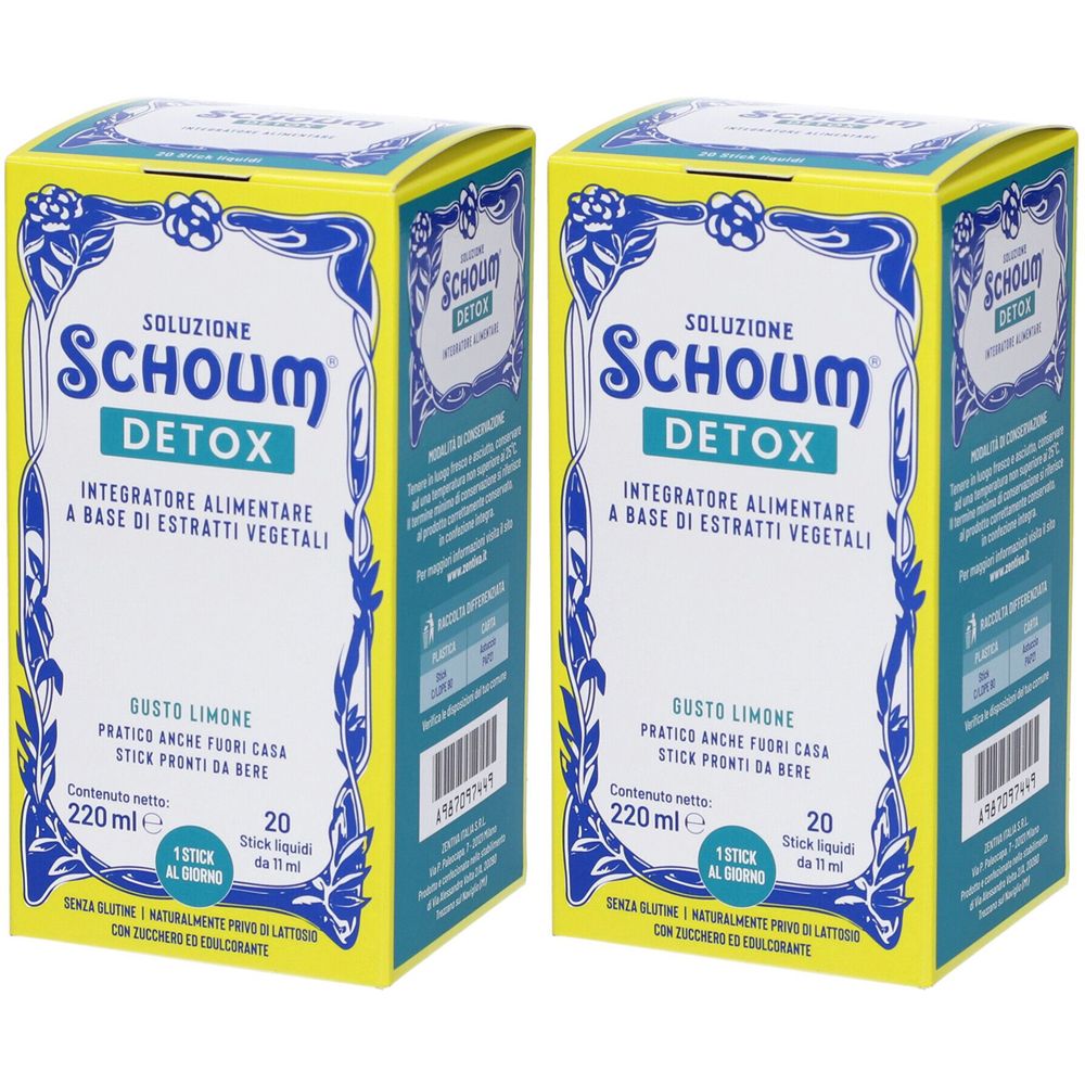 Soluzione Schoum DETOX Stick Liquidi Gusto Limone Set da 2