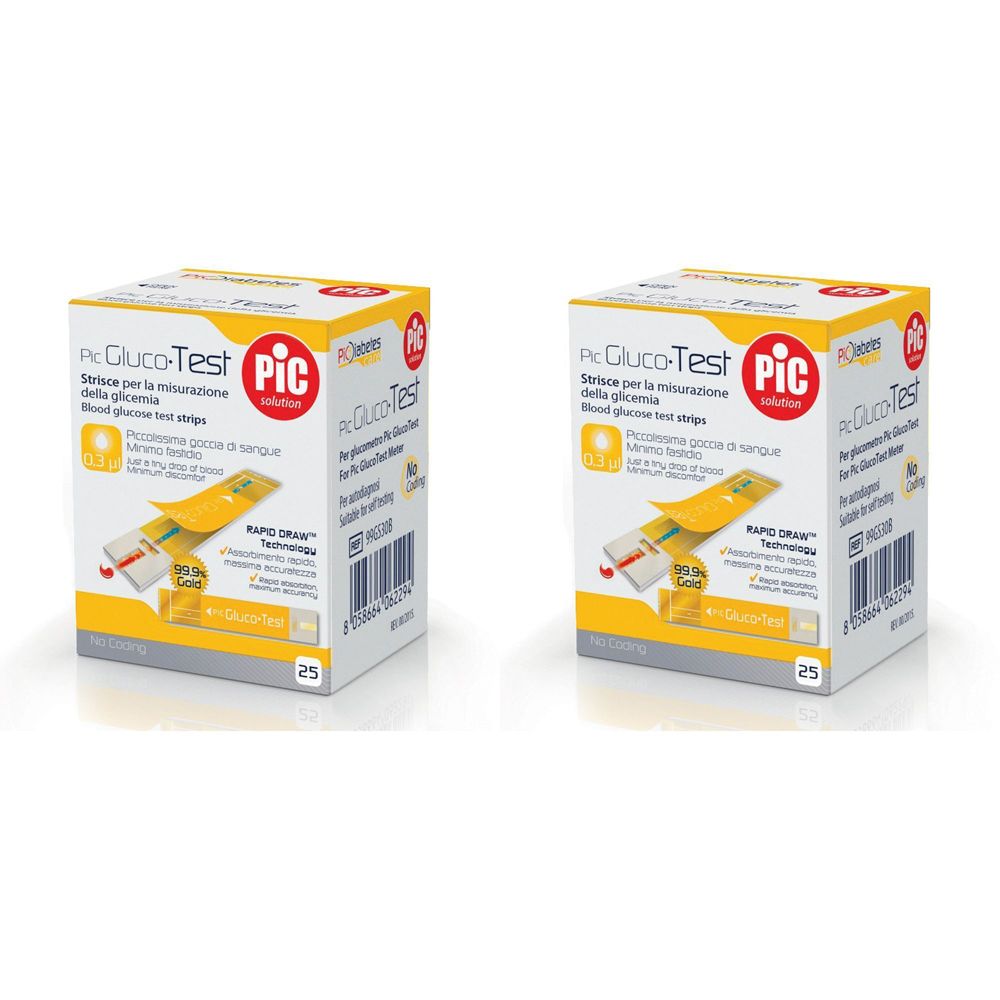 Pic Solution 25 Misura Strisce Glucotest Set da 2