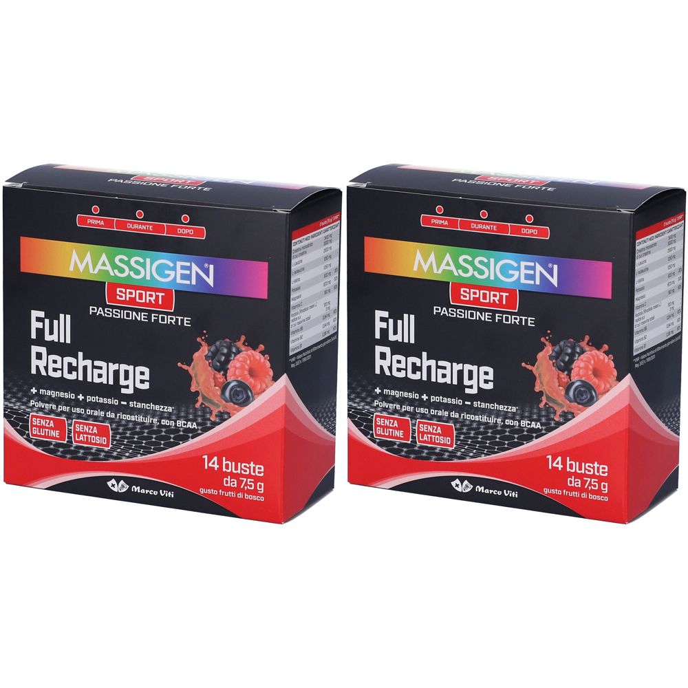 MASSIGEN Sport Full Recharge Bustine Gusto Frutti di Bosco Set da 2