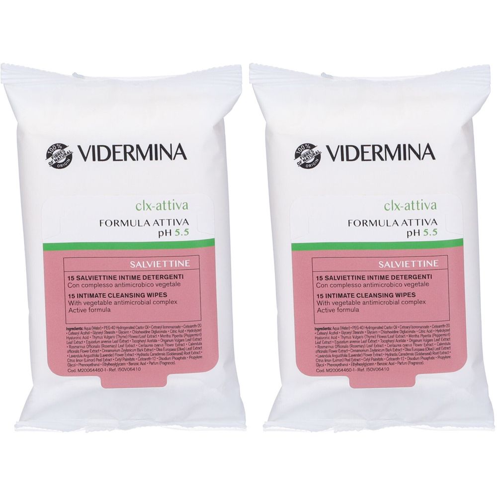 VIDERMINA Clx-Attiva Salviettine Detergenti pH 5.5 Set da 2
