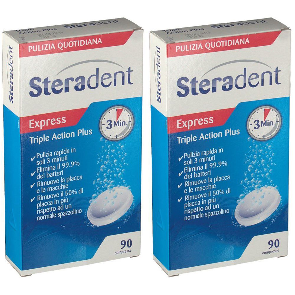 Steradent Triple Action Plus 90 compresse Set da 2 2x90 pz Compresse e