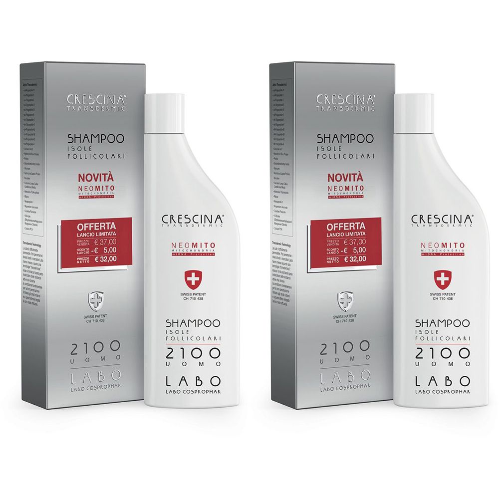 Labo Crescina Transdermic Shampoo Isole Follicolari Neo-Mito Formula 2100 Uomo Set da 2