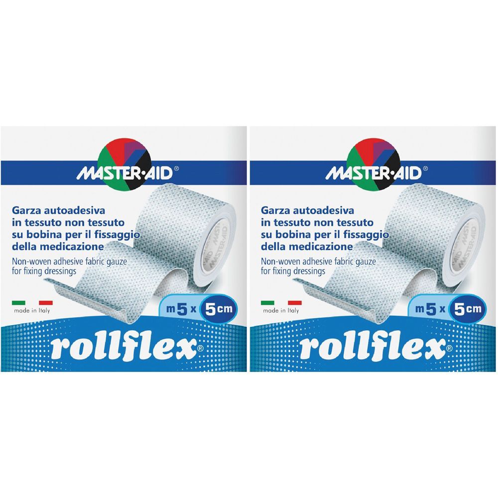 MasterAid® Rollflex® Garza autoadesiva su bobina 5 m x 5 cm Set da 2
