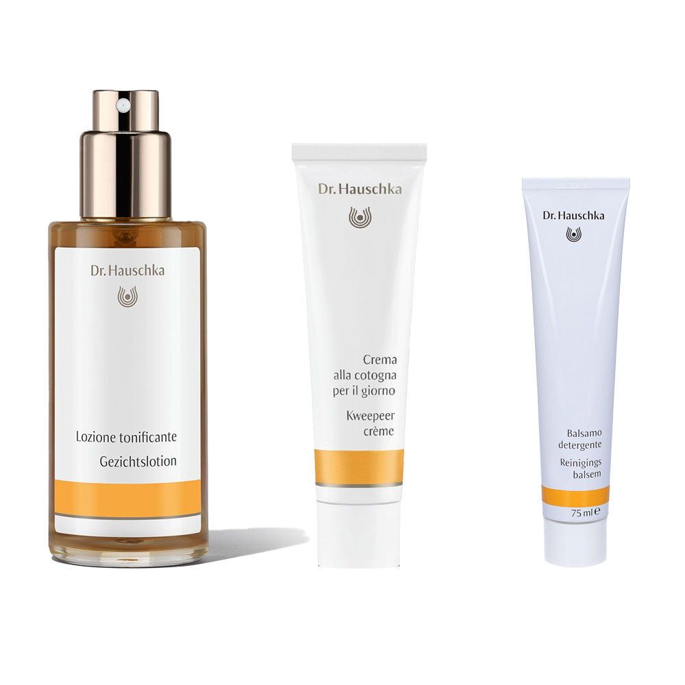 Dr Hauschka Balsamo detergente + Lozione Tonificante + Crema alla Cotogna per il Giorno
