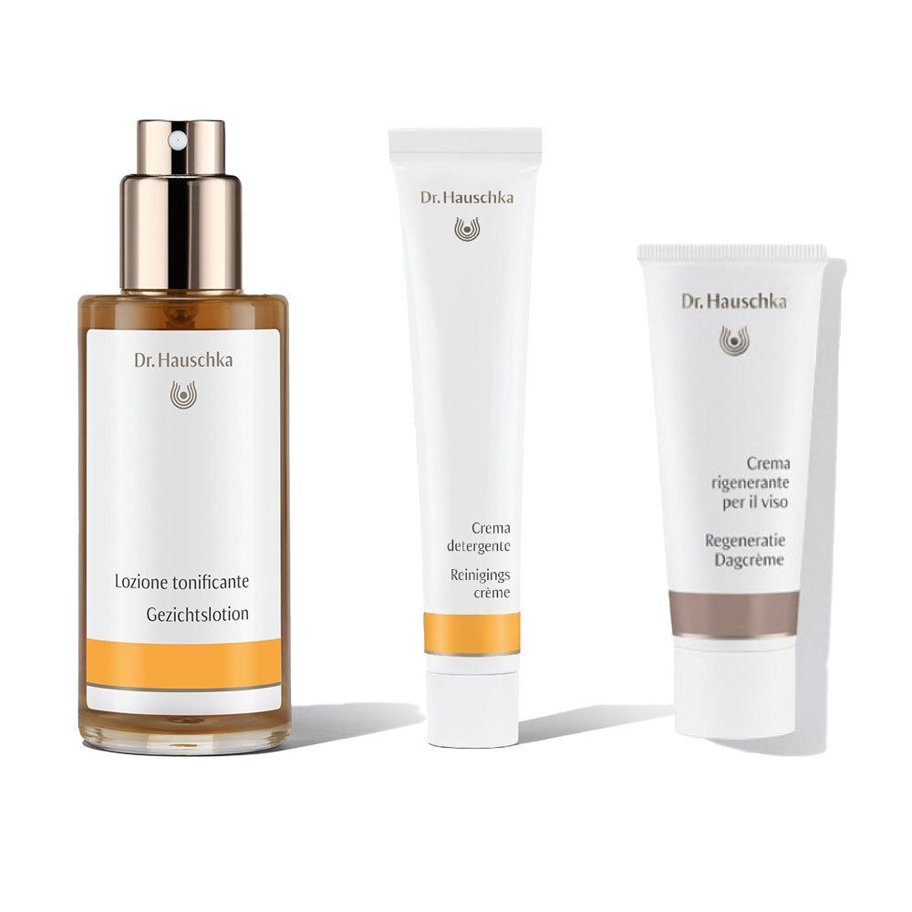Dr. Hauschka Crema Detergente + Lozione Tonificante + Crema Rigenerante per il Viso