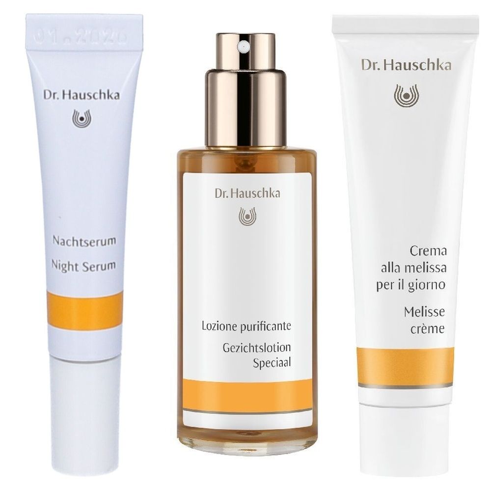 Dr. Hauschka Lozione Purificante +  Crema alla Melissa per il Giorno + Siero Notte