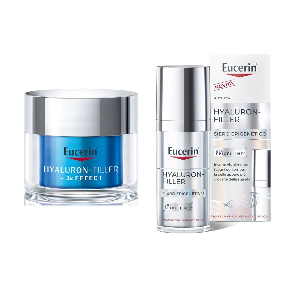 Eucerin Hyaluron-Filler Siero Epigenetico + Hyaluron-Filler Booster Idratante Notte 50 Ml