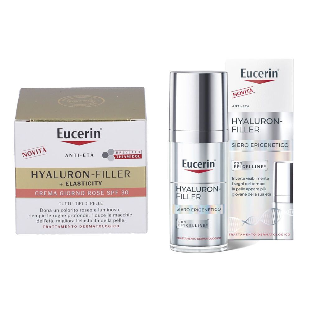 Eucerin Hyaluron-Filler Siero Epigenetico + Hyaluron-Filler + Elasticity Crema Giorno Rose SPF 30 50ml