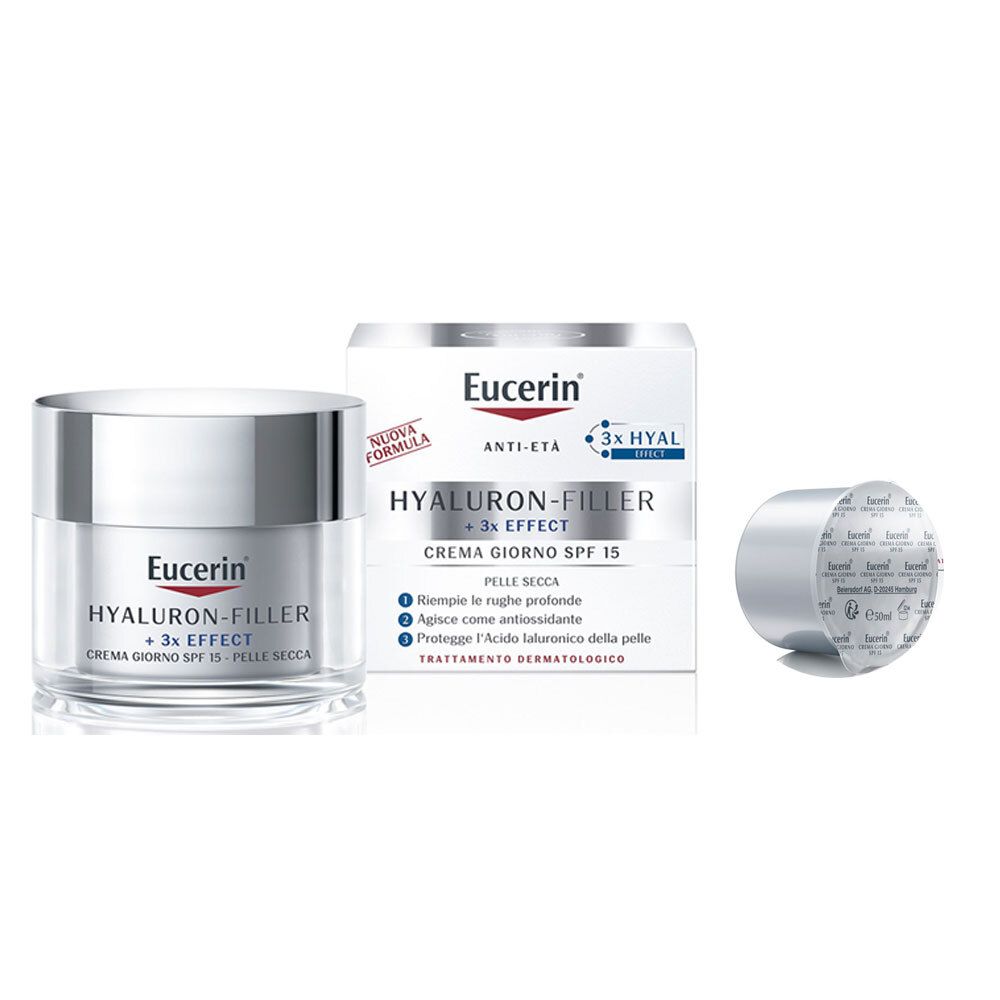 Eucerin Hyaluron-Filler Crema Giorno Pelli Secche SPF15 50 ml + Ricarica Hyaluron-Filler +3x Effect Crema Giorno SPF 15
