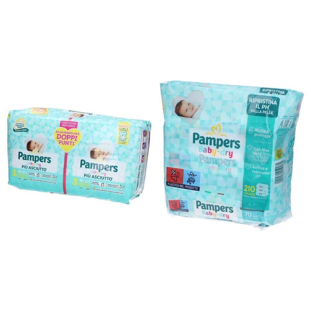 Pampers Baby Dry 3/9kg + Salviette Fresh Pacco Multiplo 1 pz Set