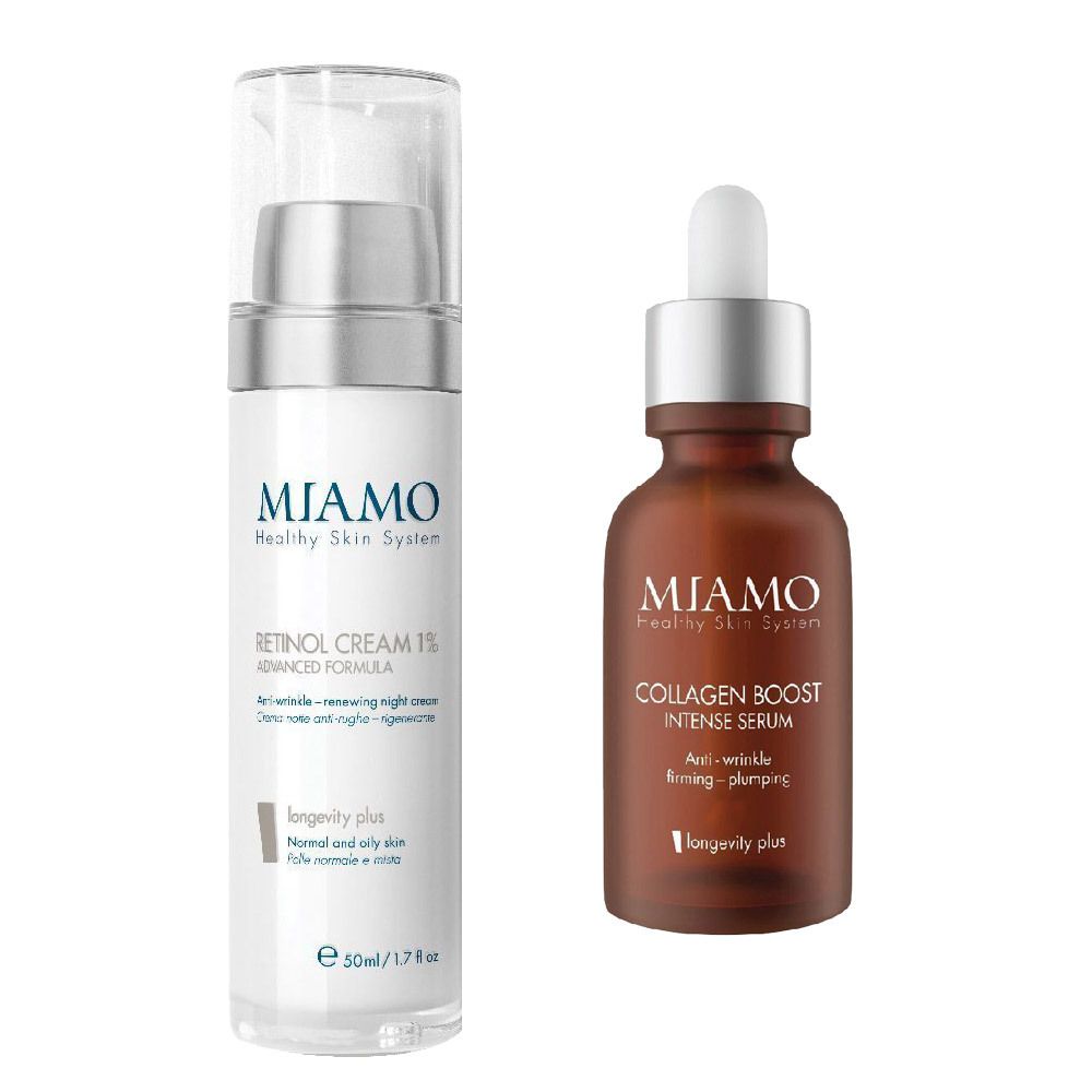 MIAMO Set Retinol Cream 1% Crema Notte Anti-Rughe Rigenerante + Collagen Boost Intense Siero