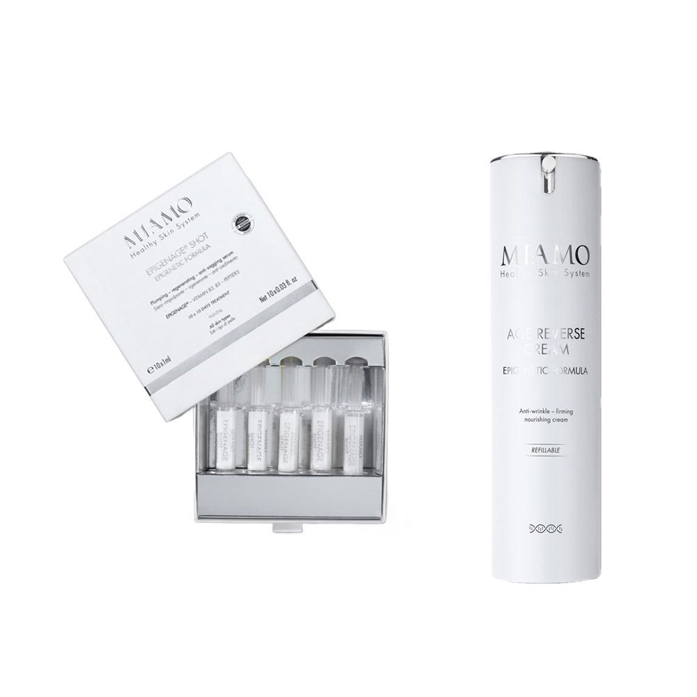 MIAMO Set Age Reverse Epigenage Shot + Age Reverse Crema Formula Epigenetica Ricaricabile