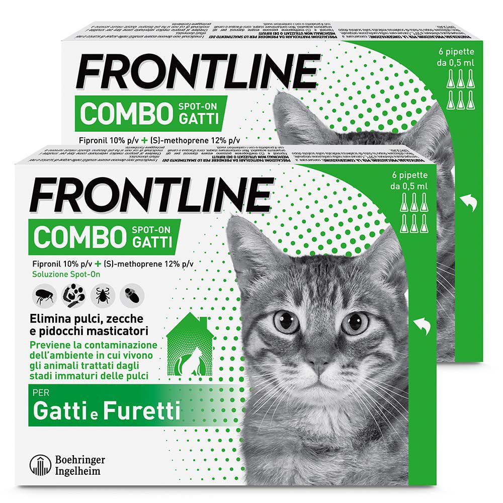 Frontline Combo Gatti 2x6 Pipette, Antiparassitario Contro Pulci, Zecche E Pidocchi