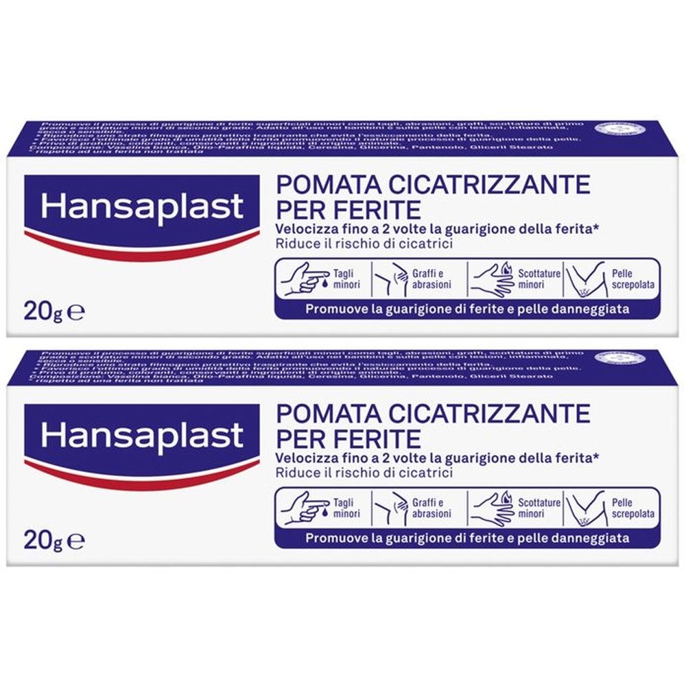 Hansaplast Pomata Cicatrizzante per Ferite 20 g, Crema cicatrici per ferite e pelle danneggiata Set da 2