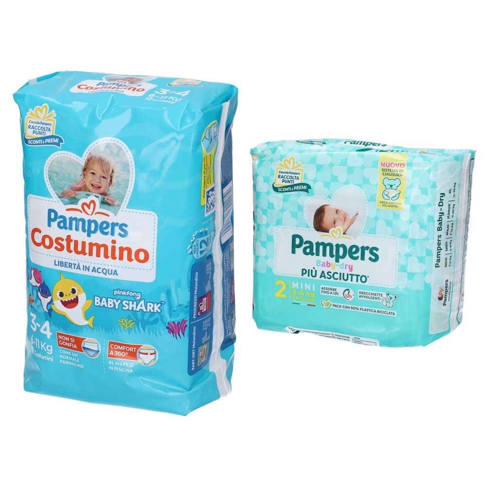 Pampers Baby Dry 3/6 kg + Il Costumino 3 (6-11 kg) 12+24 pz Pannolini