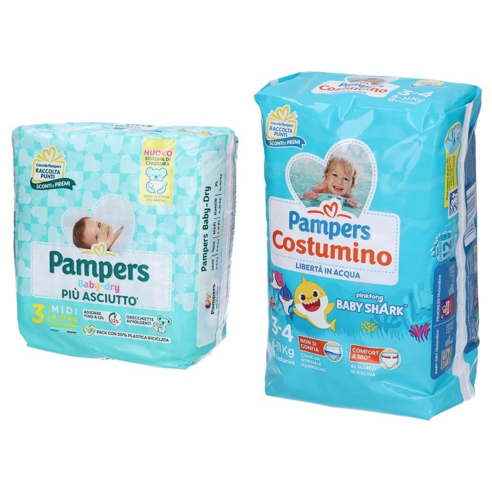 Pampers Baby Dry 3 Maxi 4-9kg + Il Costumino (6-11 kg) 12+20 pz Pannol