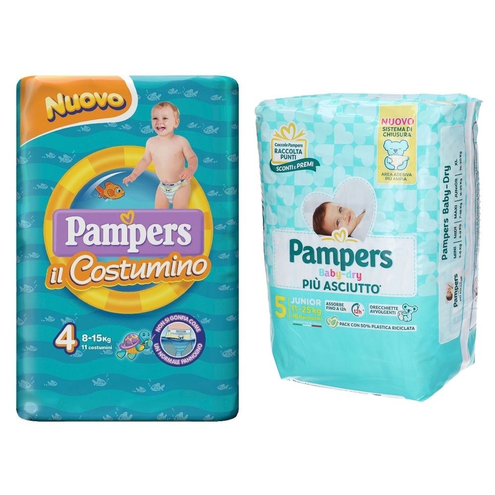 Pampers Baby Dry 11/25 kg + Pampers Il Costumino 4
