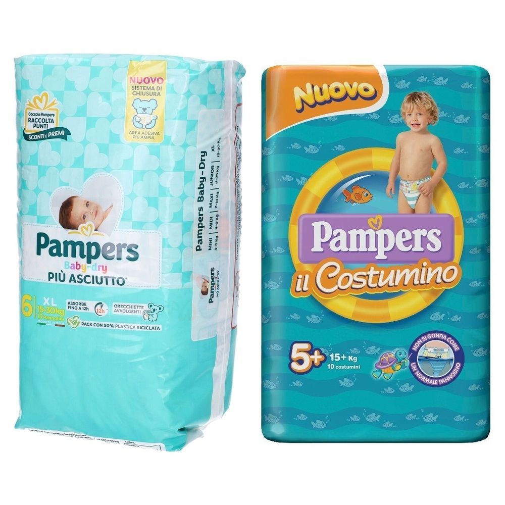 Pampers Baby Dry 6 Maxi 15-30kg + Pampers Il Costumino 5+