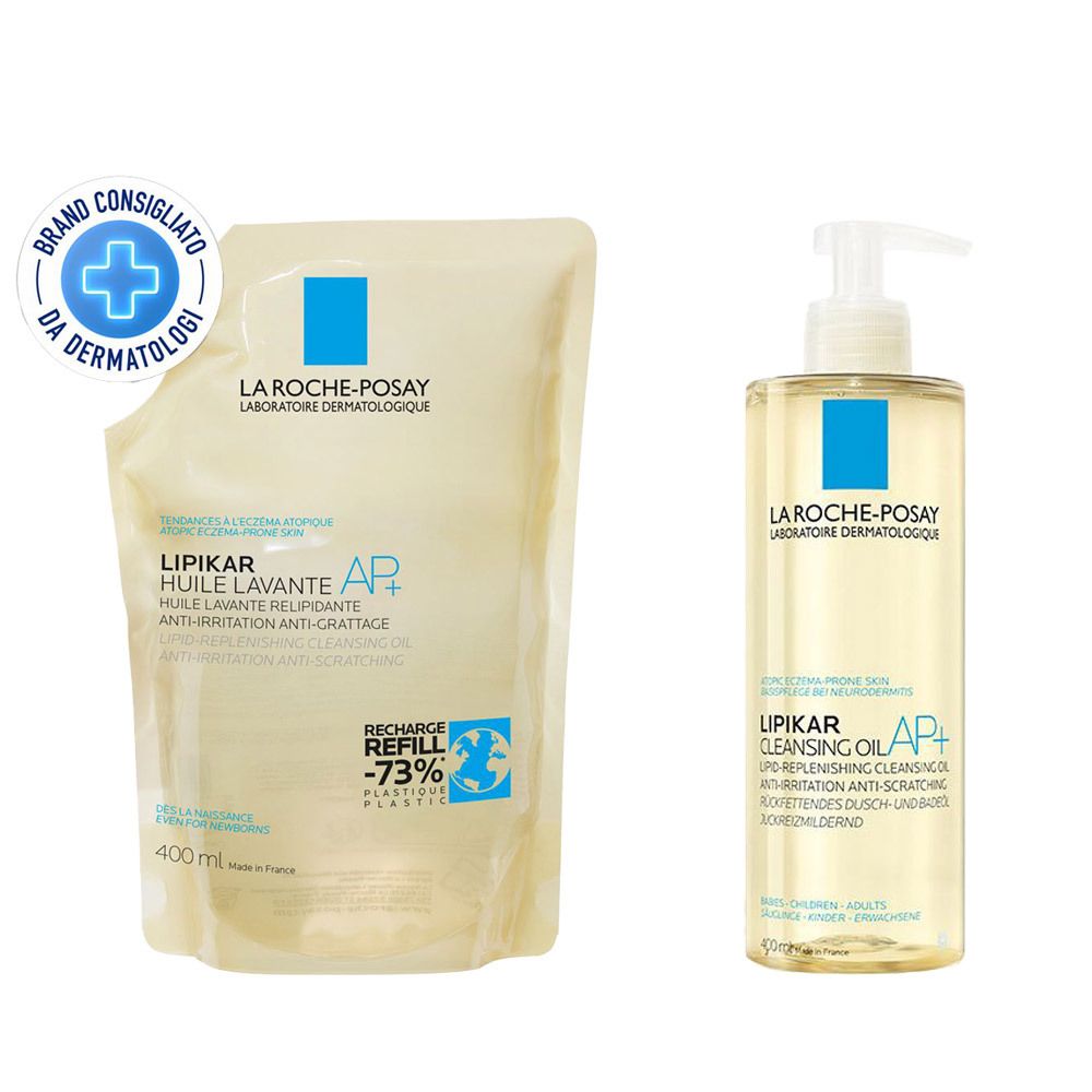 La Roche-Posay Lipikar Olio Lavante Relipidante, Anti-arrossamenti, Anti-prurito 400 ml + Ricarica 400 ml