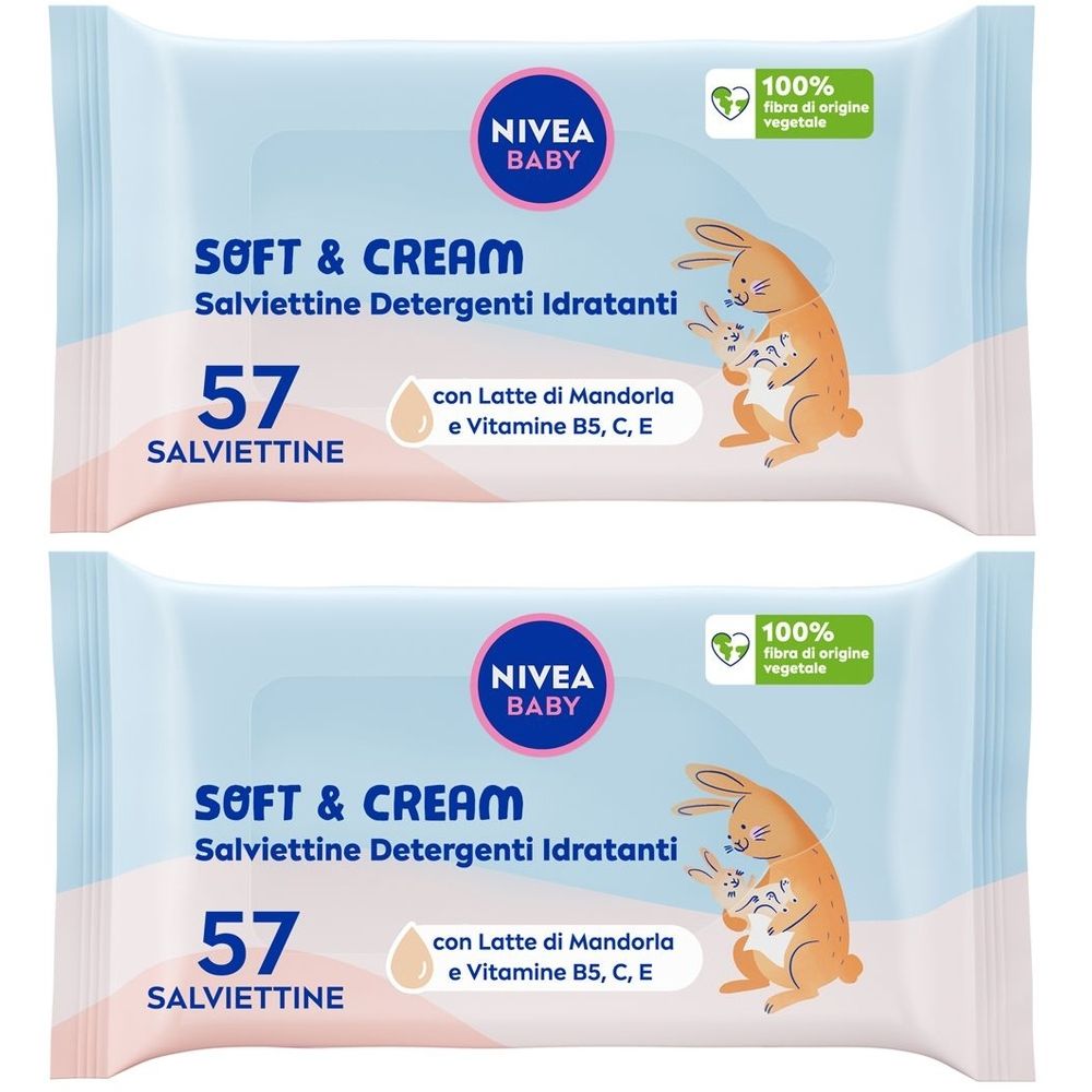 Nivea Baby Salviettine Detergenti Idratanti Soft & Cream 57 Pezzi, Sal