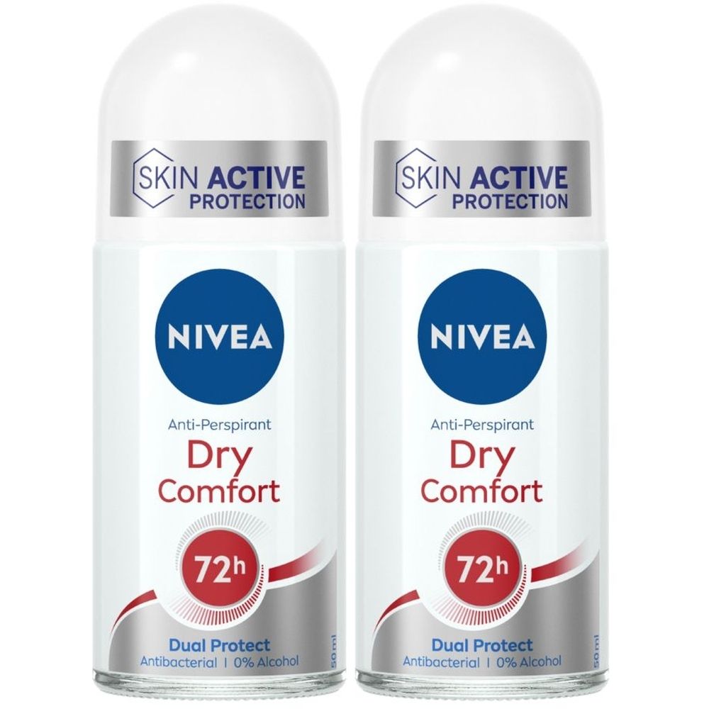 Nivea Dry Comfort Deodorante Roll On 50 ml, antitraspirante 72h con fo