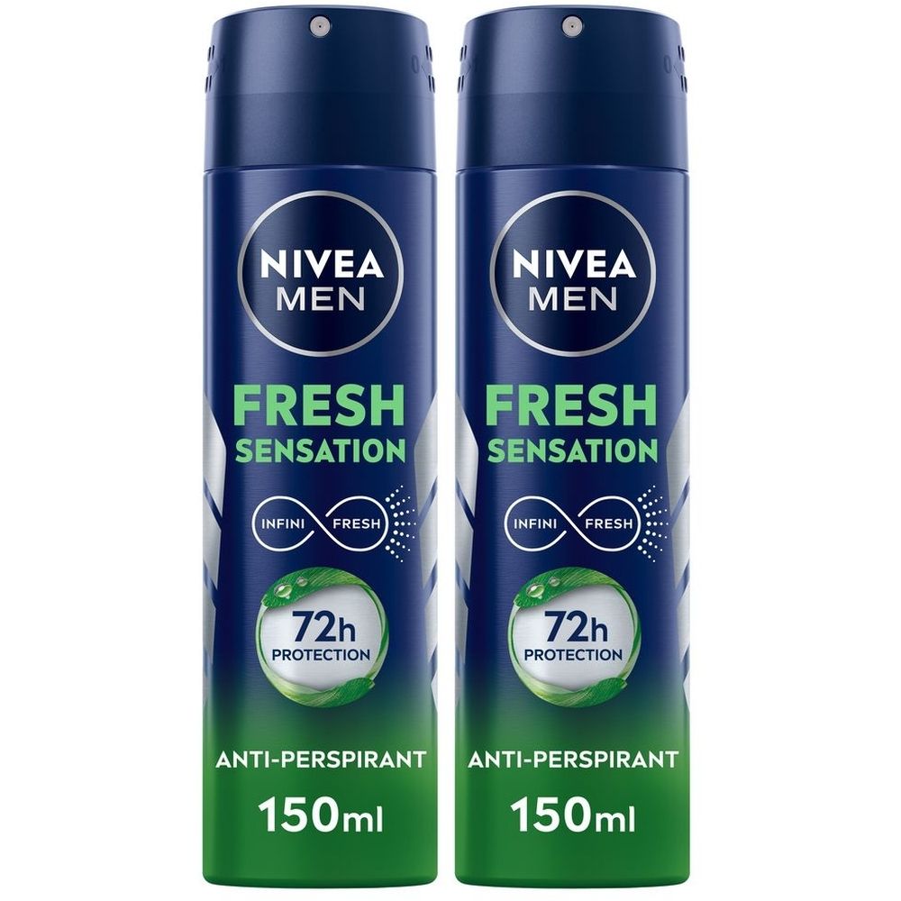 Nivea Men Fresh Sensation Deodorante Spray 150 ml, Deodorante uomo spray per una protezione 72h Set da 2