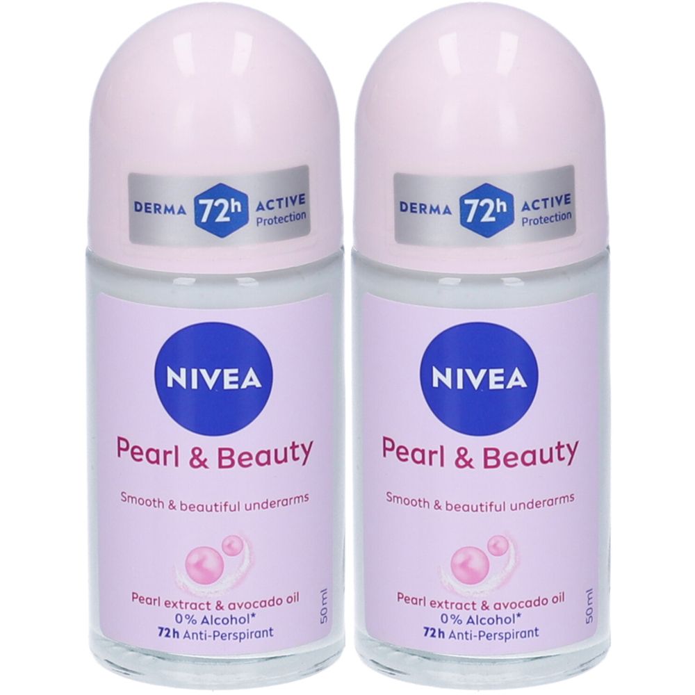 Nivea Pearl & Beauty Deodorante Roll on 50ml, Deodorante donna antitraspirante per una pelle morbida Set da 2
