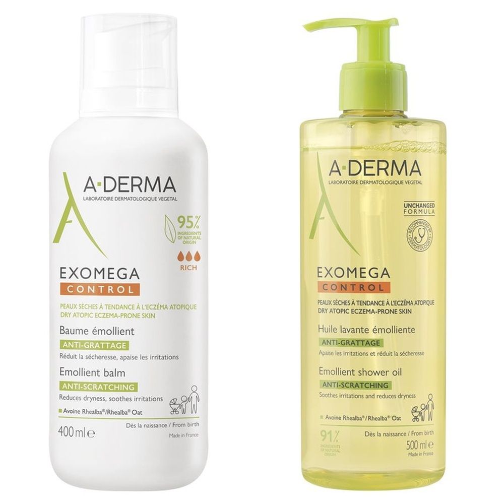 A-Derma Exomega Control Balsamo Emolliente anti-grattage + Olio Lavante Emolliente Anti-Grattage