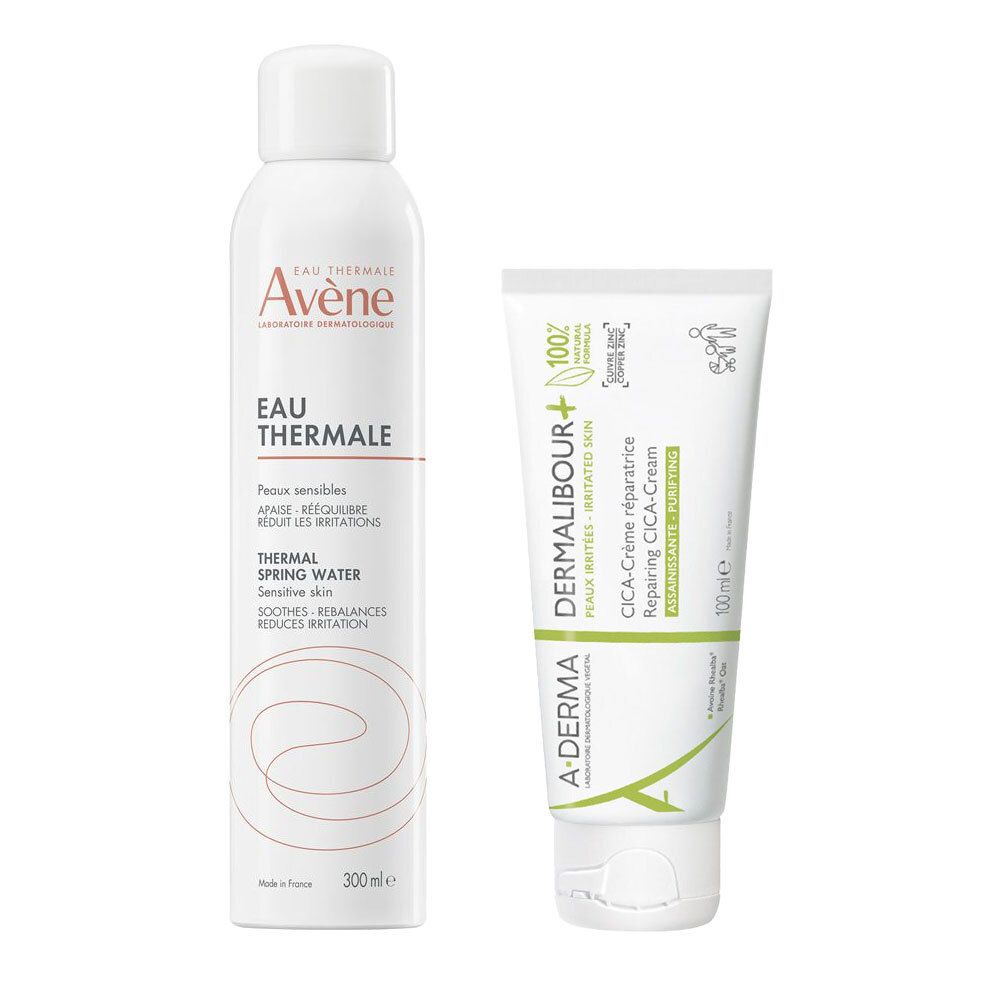 Eau Thermale Avène Acqua Termale Spray + A-DERMA DERMALIBOUR+ CICA - Crema Ristrutturante
