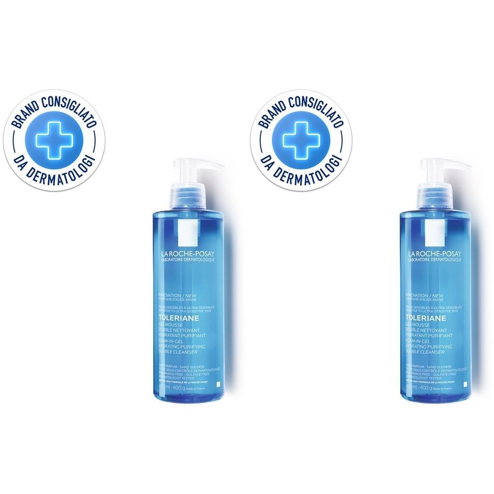 La Roche-Posay Toleriane Gel Detergente Schiumogeno a Doppia Azione per Pelle Sensibile e Ultra-sensibile 400ml