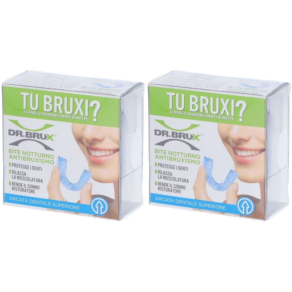 DR. BRUX® Bite Notturno Antibruxismo Arcata Dentale Superiore Set da 2