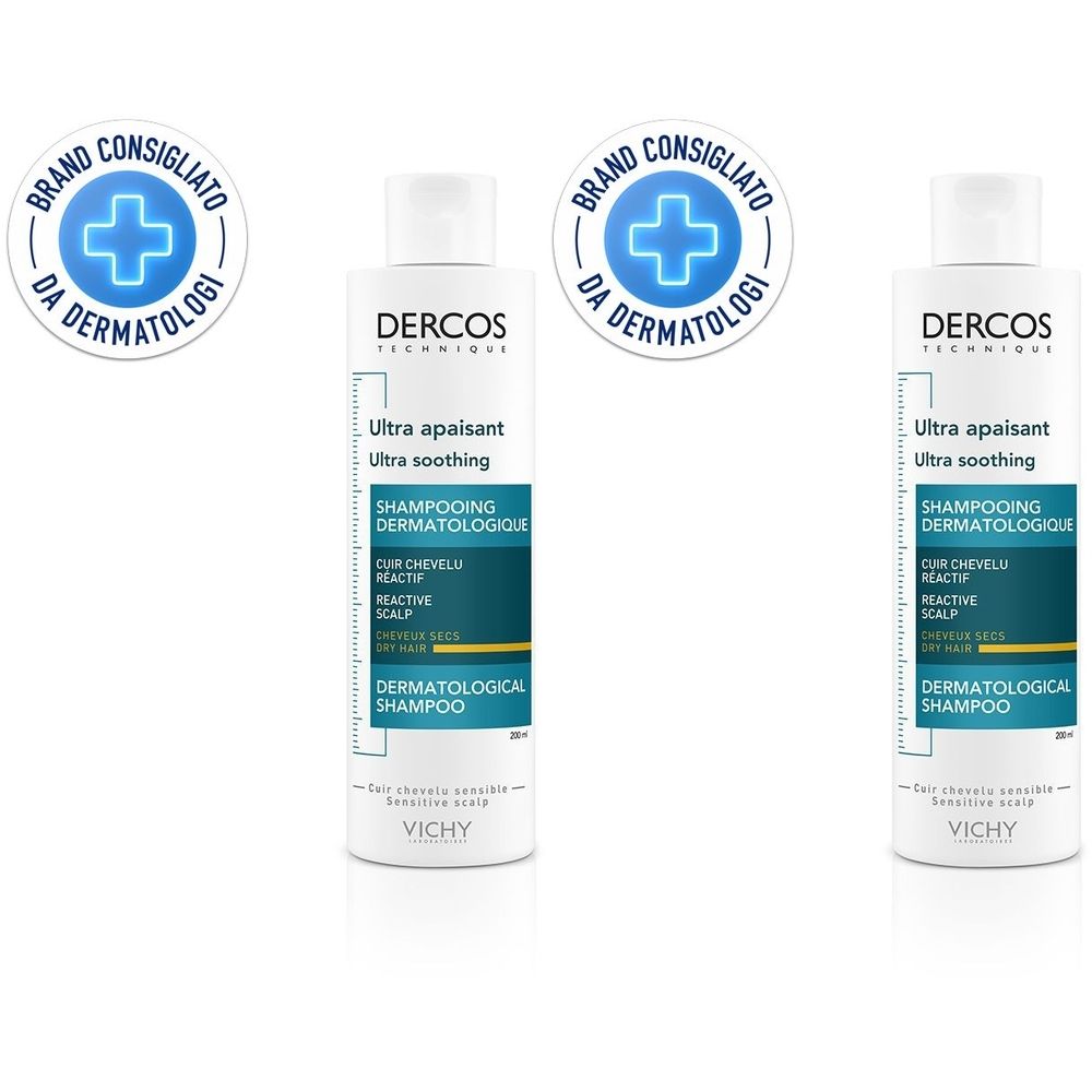 Vichy Dercos Shampoo Ultra-Lenitivo per cuoio capelluto reattivo Capelli secchi 200ml