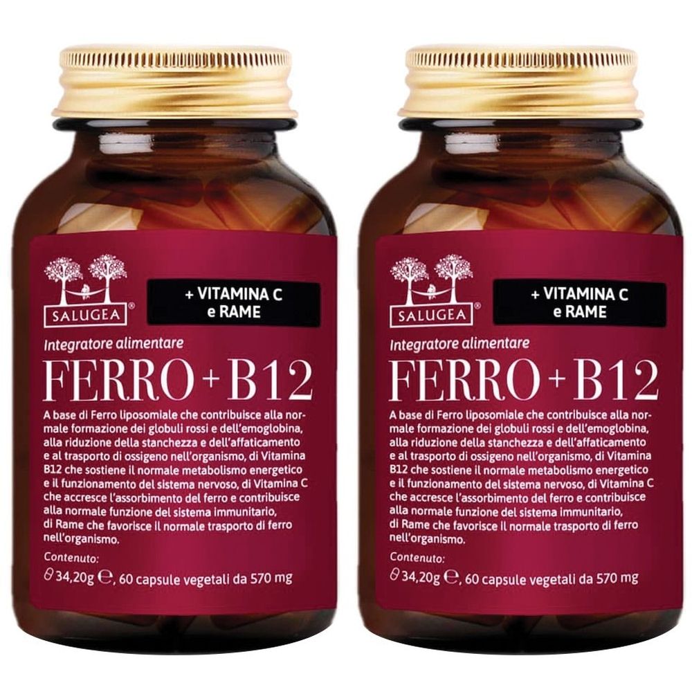 Ferro + B12 Salugea - Integratore Ferro e Vitamina B12 - capsule