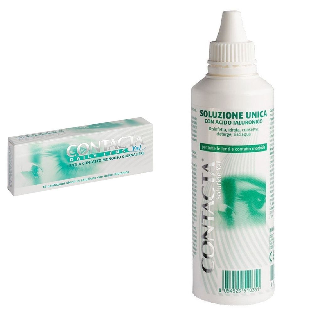 Lente A Contatto Monouso Giornaliera Contacta Daily Lens Yal 15 -1,00 15 Pezzi + Soluzione Oculare Con Acido Ialuronico Contacta 100Ml Marchio Ce