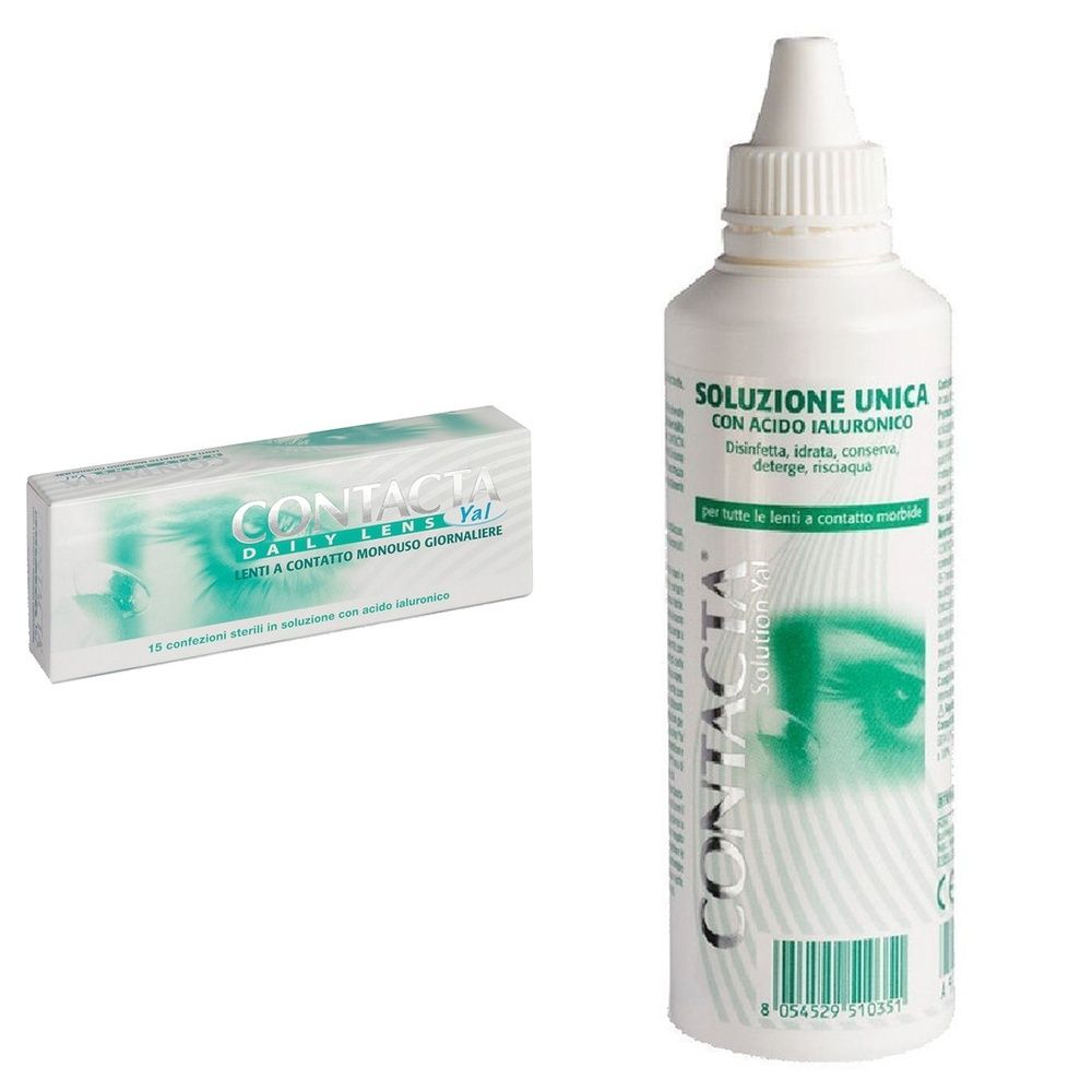 Lente A Contatto Monouso Giornaliera Contacta Daily Lens Yal 15 -2,00 15 Pezzi + Soluzione Oculare Con Acido Ialuronico Contacta 100Ml Marchio Ce