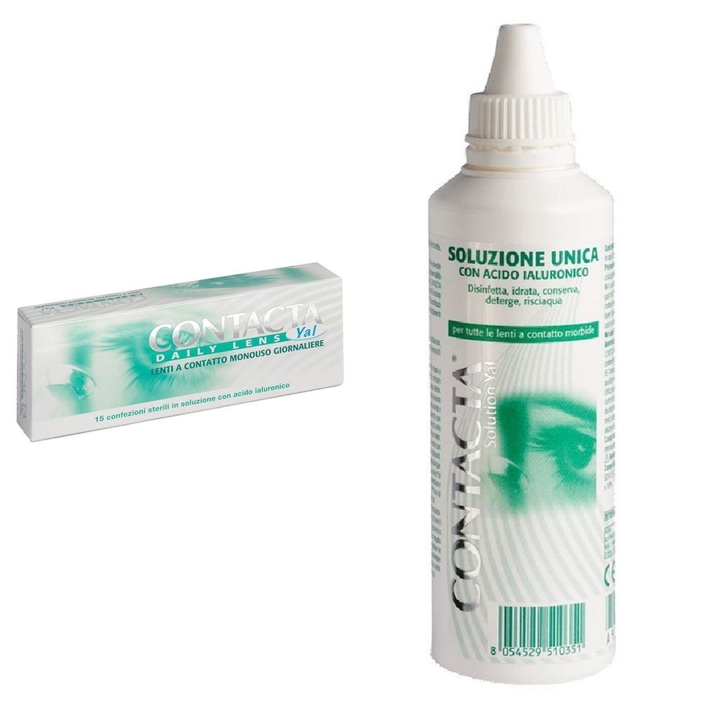 Contacta Daily Lens Yal Lenti a Contatto Monouso Giornaliere 15 Lenti Diottrie -2,25 + Soluzione Oculare Con Acido Ialuronico Contacta 100Ml Marchio Ce