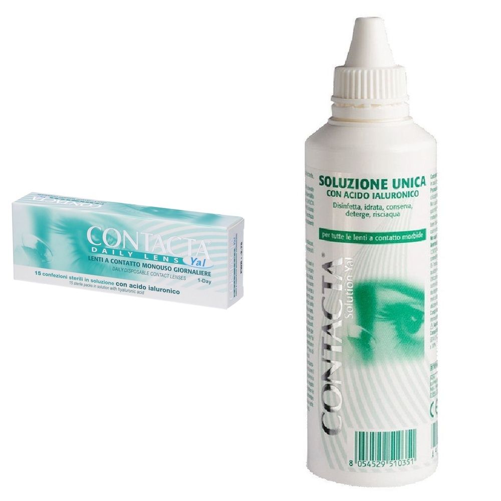 Lente A Contatto Monouso Giornaliera Contacta Daily Lens Yal 15 -2,75 15 Pezzi + Soluzione Oculare Con Acido Ialuronico Contacta 100Ml Marchio Ce