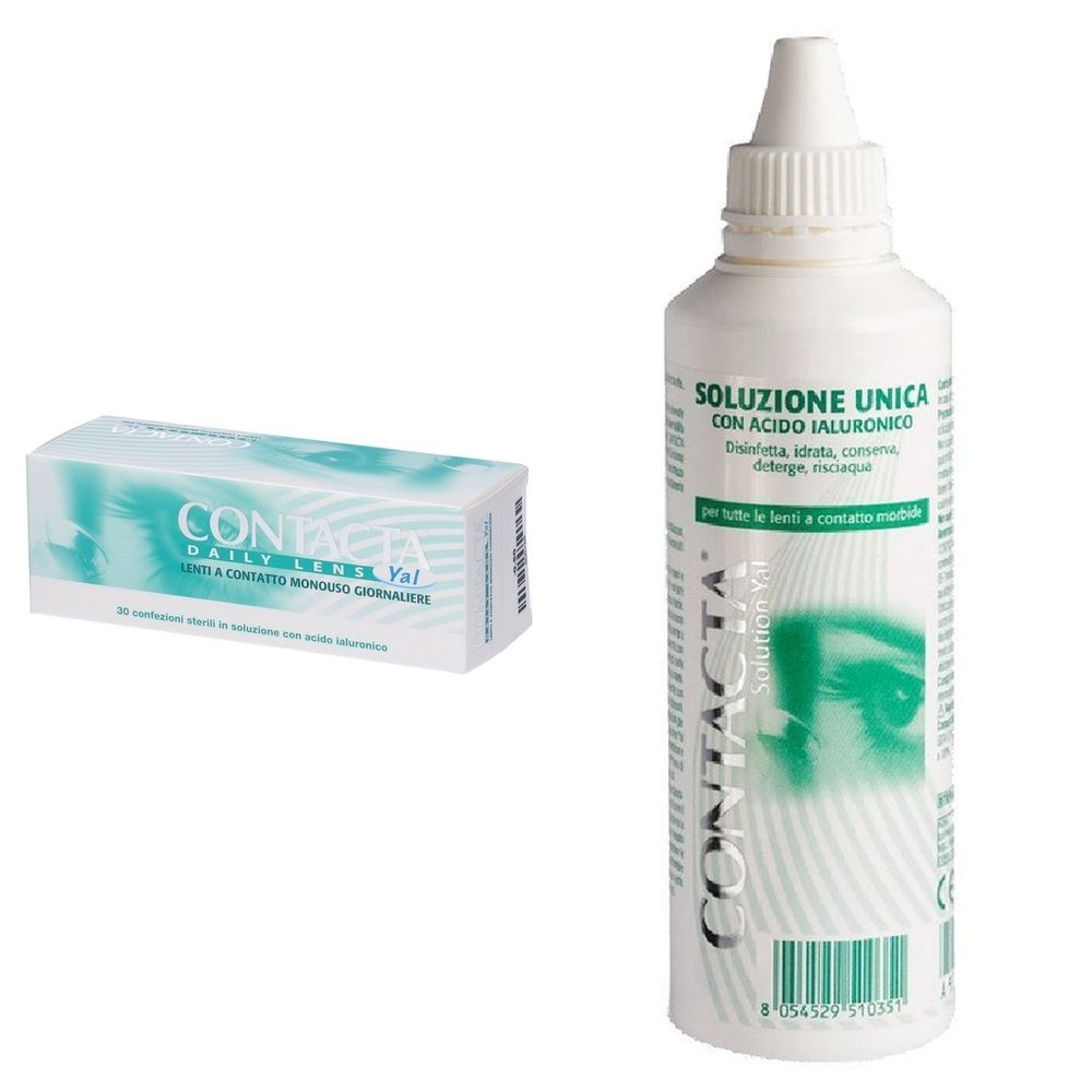 Lente A Contatto Monouso Giornaliera Contacta Daily Lens Yal 30 -0,50 30 Pezzi + Soluzione Oculare Con Acido Ialuronico Contacta 100Ml Marchio Ce
