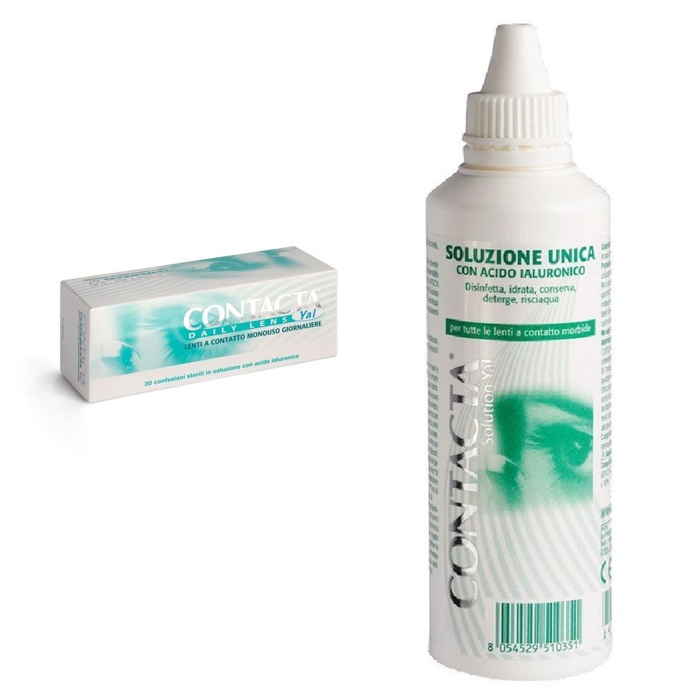 Lente A Contatto Monouso Giornaliera Contacta Daily Lens Yal 30 -1,75 30 Pezzi + Soluzione Oculare Con Acido Ialuronico Contacta 100Ml Marchio Ce