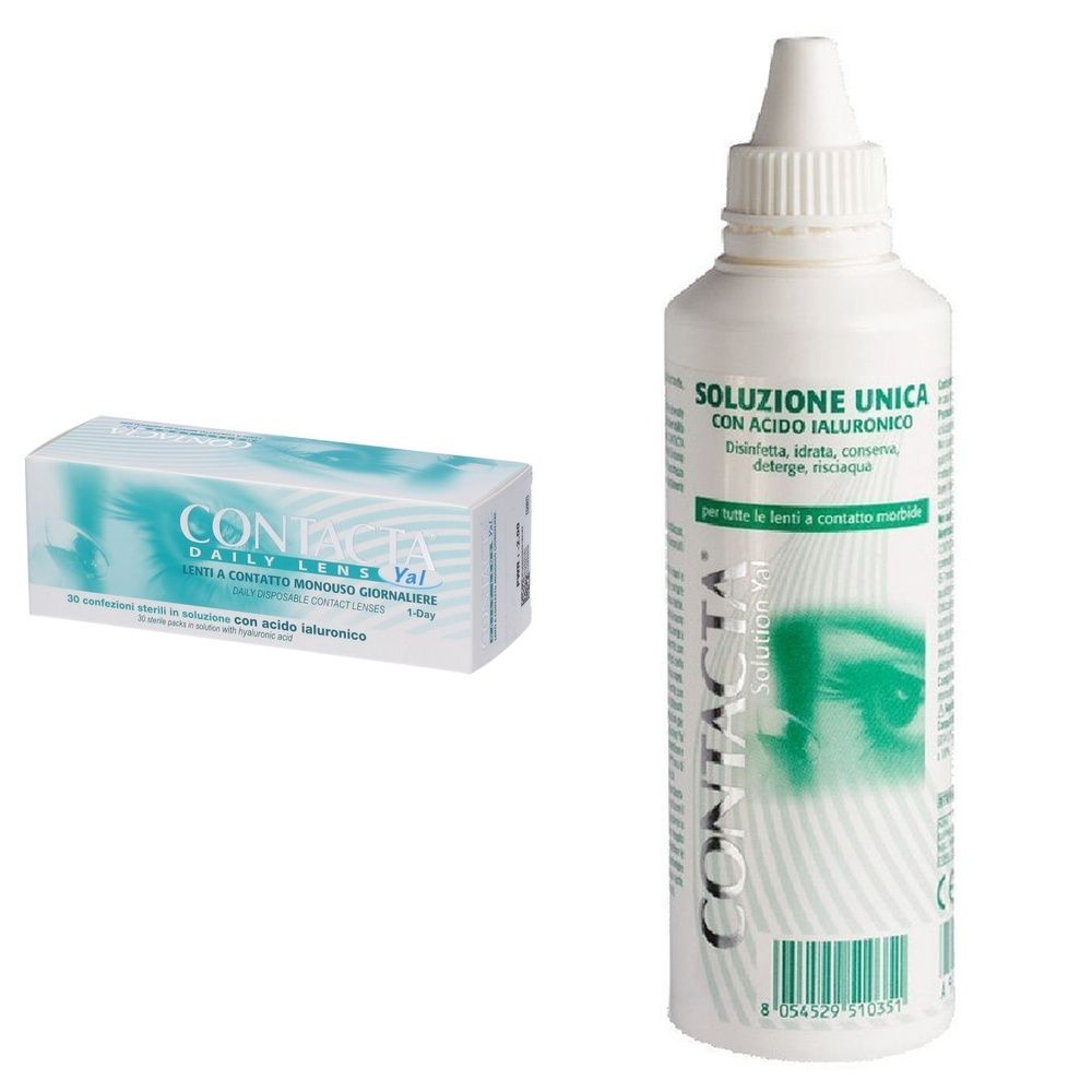 Lente A Contatto Monouso Giornaliera Contacta Daily Lens Yal 30 -2,00 30 Pezzi + Soluzione Oculare Con Acido Ialuronico Contacta 100Ml Marchio Ce