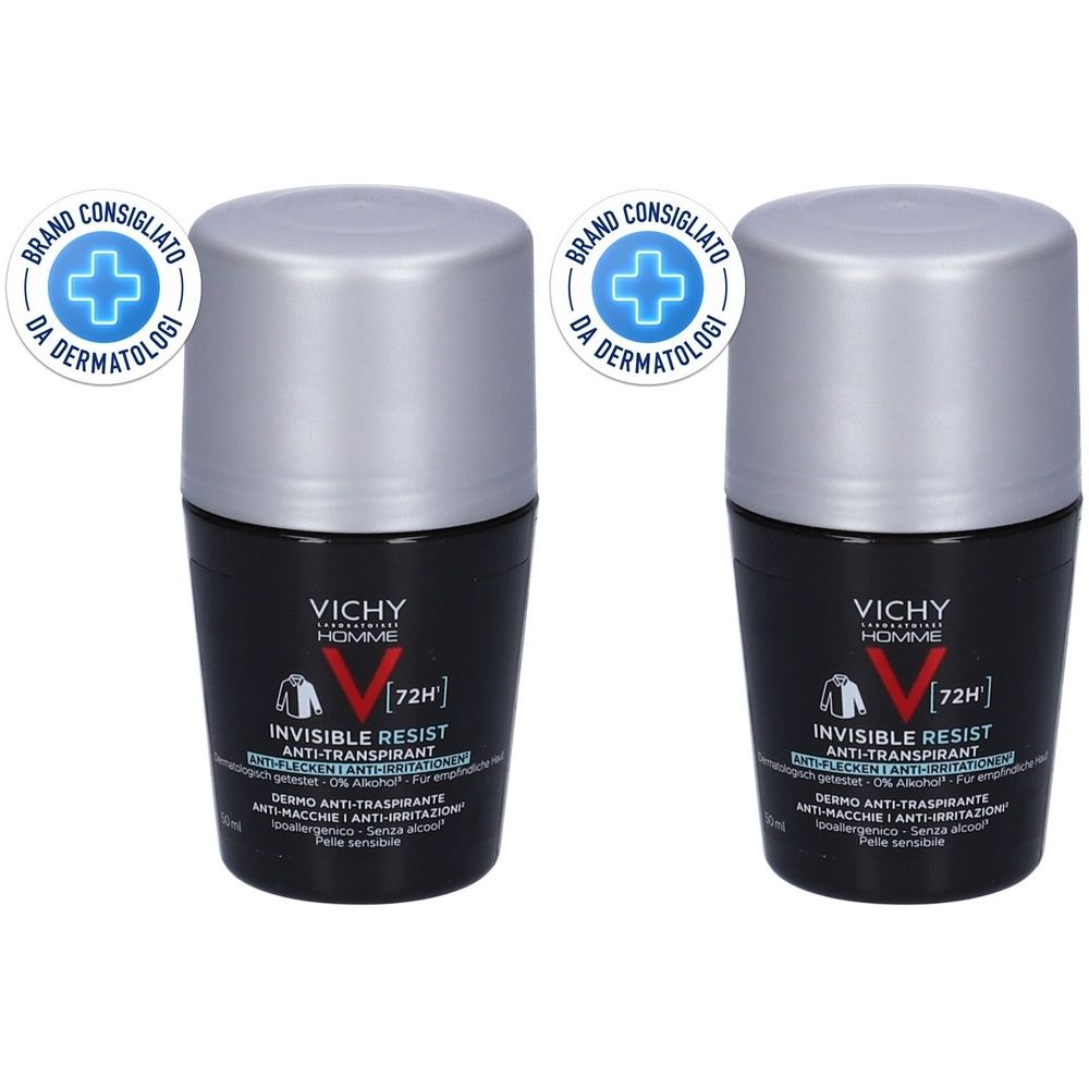Vichy DeodoranteInvisibile - Roll-on anti-macchie, per uomo 50 ml efficace per 72 ore