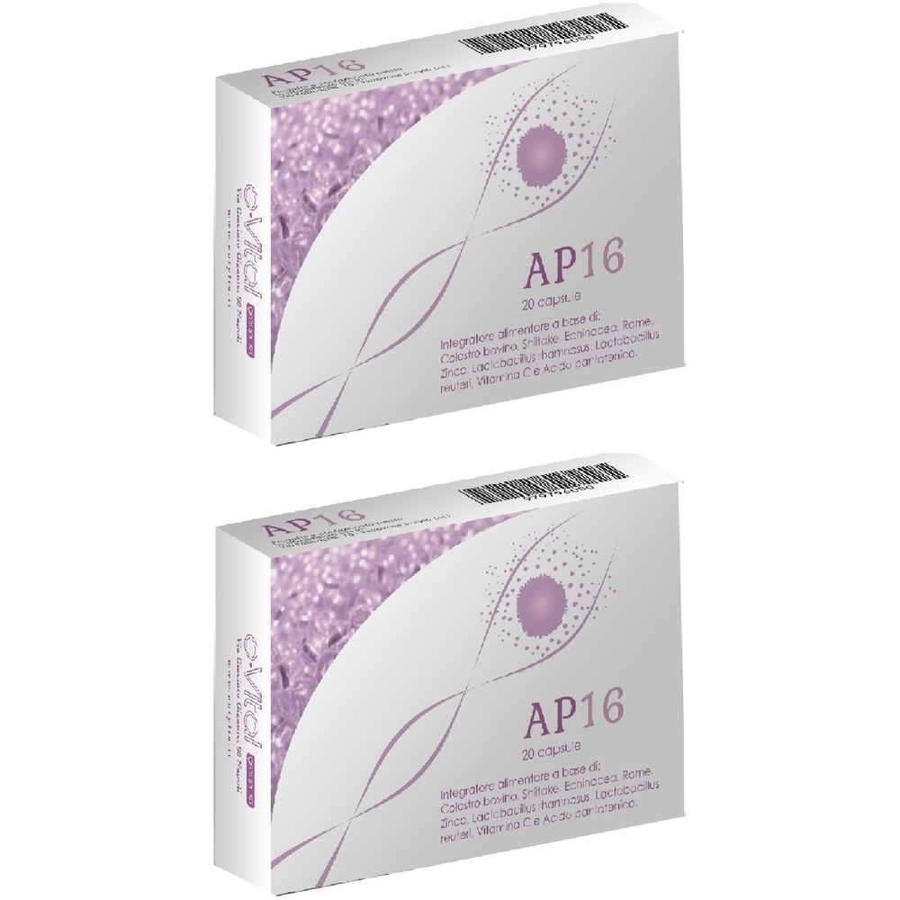Due scatole di capsule AP16. Ogni scatola contiene 30 capsule. Scritta: C-Vital.