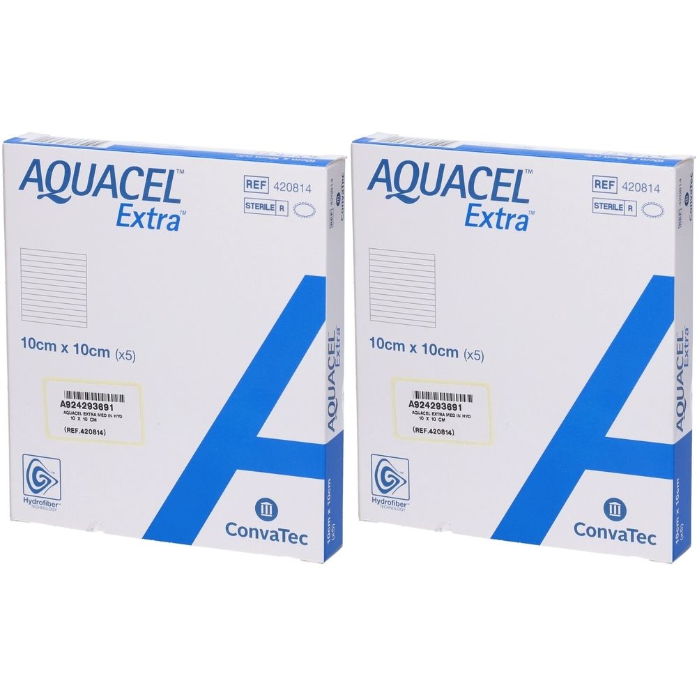 Aquacel Extra Medicazione in Tecnologia Hydrofiber in Carbossimetilcellulosa Sodica e Cellulosa Rigenerata 10 x 10 Cm 5 Pezzi