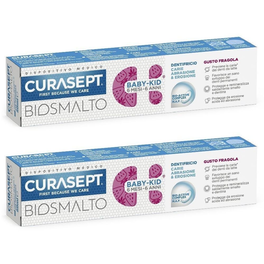 Curasept Biosmalto Baby-Kid Dentifricio Carie Abrasione & Erosione Gusto Fragola