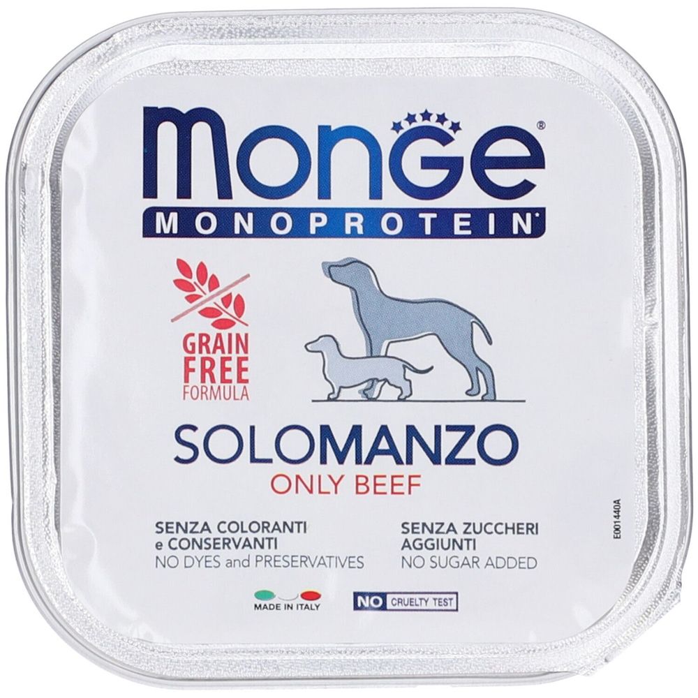 Lattina di cibo per cani Monge Monoprotein Adult, solo manzo.