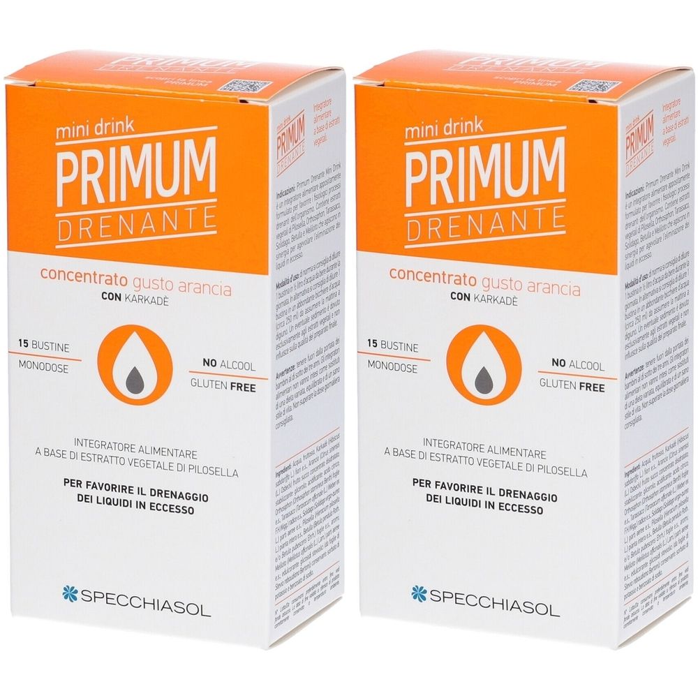 Specchiasol Primum Drenante Minidrink Arancia Integratore Alimentare