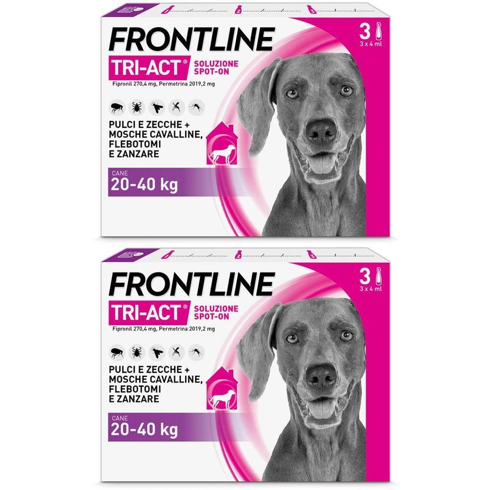 Frontline Tri-Act x3 Pipette, Antiparassitario Per Cani (20-40Kg) Contro Parassiti E Insetti Volanti